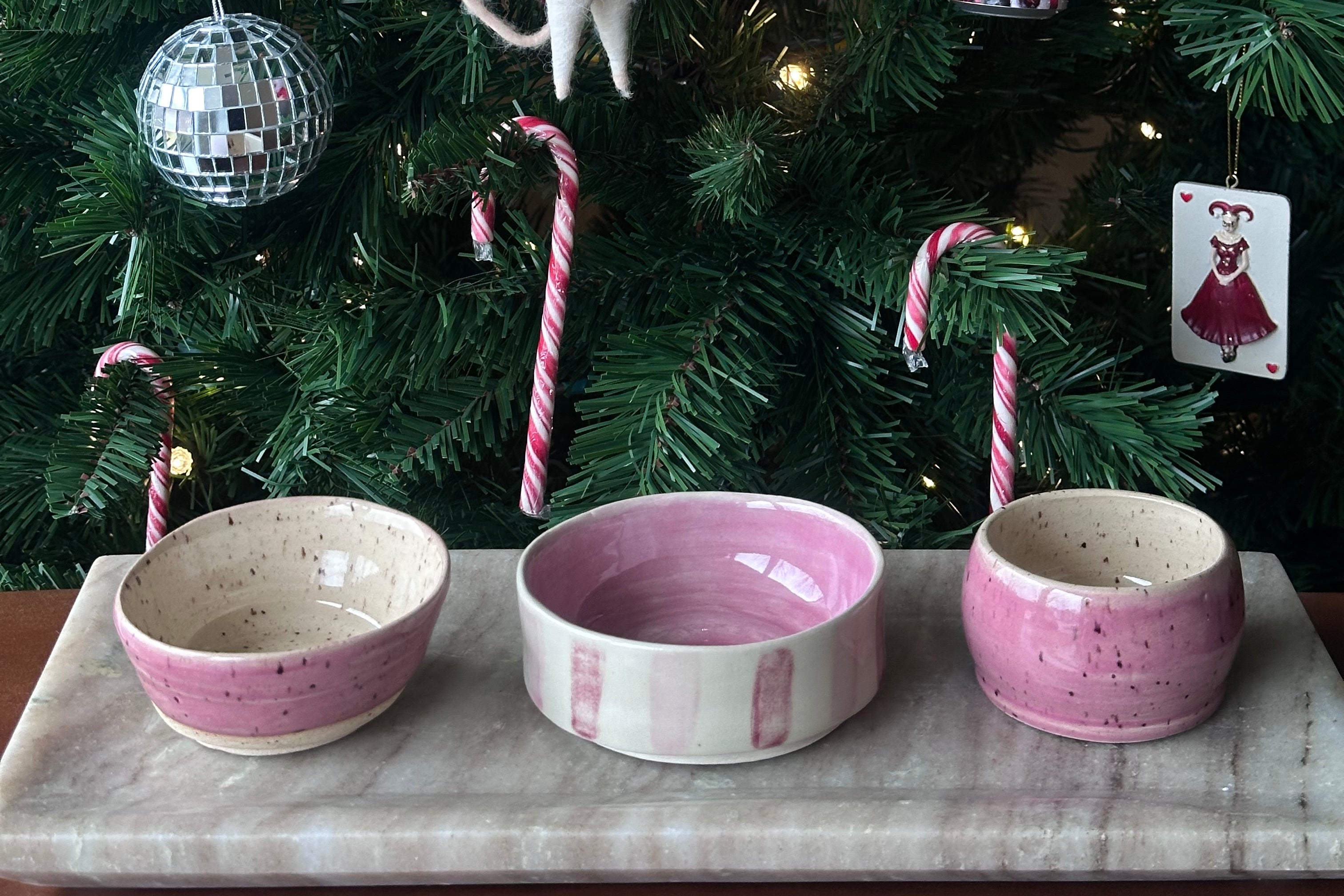 Small Pink Striped Bowl