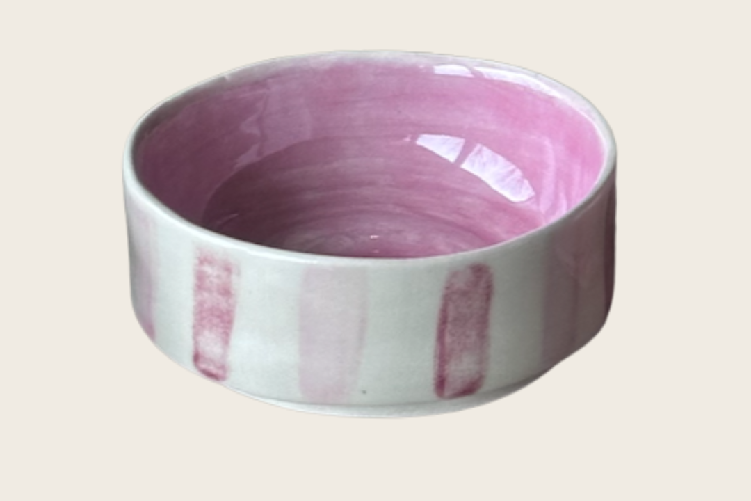 Small Pink Striped Bowl
